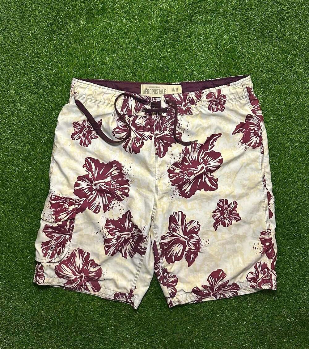 Y2K 2000s Aeropostale Board Shorts Size M Floral Print Swim Trunks